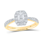 Radiant Elegance: 14kt Yellow Gold Emerald Diamond Halo Bridal Wedding Engagement Ring 1 - 1/4 Cttw - Splendid Jewellery
