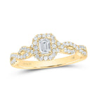 Radiant Elegance: 14kt Yellow Gold Emerald Diamond Halo Bridal Wedding Engagement Ring 5/8 Cttw - Splendid Jewellery