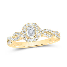 Load image into Gallery viewer, Radiant Elegance: 14kt Yellow Gold Emerald Diamond Halo Bridal Wedding Engagement Ring 5/8 Cttw - Splendid Jewellery