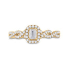 Radiant Elegance: 14kt Yellow Gold Emerald Diamond Halo Bridal Wedding Engagement Ring 5/8 Cttw - Front View