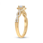 Radiant Elegance: 14kt Yellow Gold Emerald Diamond Halo Bridal Wedding Engagement Ring 5/8 Cttw - Second Side View