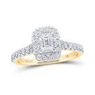 Radiant Elegance: 14kt Yellow Gold Emerald Diamond Halo Bridal Wedding Engagement Ring - Splendid Jewellery