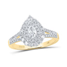 Radiant Elegance: 14kt Yellow Gold Pear Diamond Halo Bridal Wedding Engagement Ring - Splendid Jewellery
