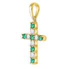 Radiant Emerald Cross Pendant | 10kt Yellow Gold Womens Round Lab - Created Emerald Cross Pendant 1/3 Cttw - Splendid Jewellery