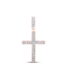 Radiant Faith: 10kt Rose Gold Womens Round Diamond Cross Pendant 1/5 Cttw - Splendid Jewellery