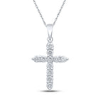 Radiant Faith: 10kt White Gold Diamond Cross Pendant - Splendid Jewellery