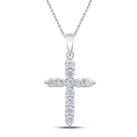 Radiant Faith: 10kt White Gold Diamond Cross Pendant - Splendid Jewellery
