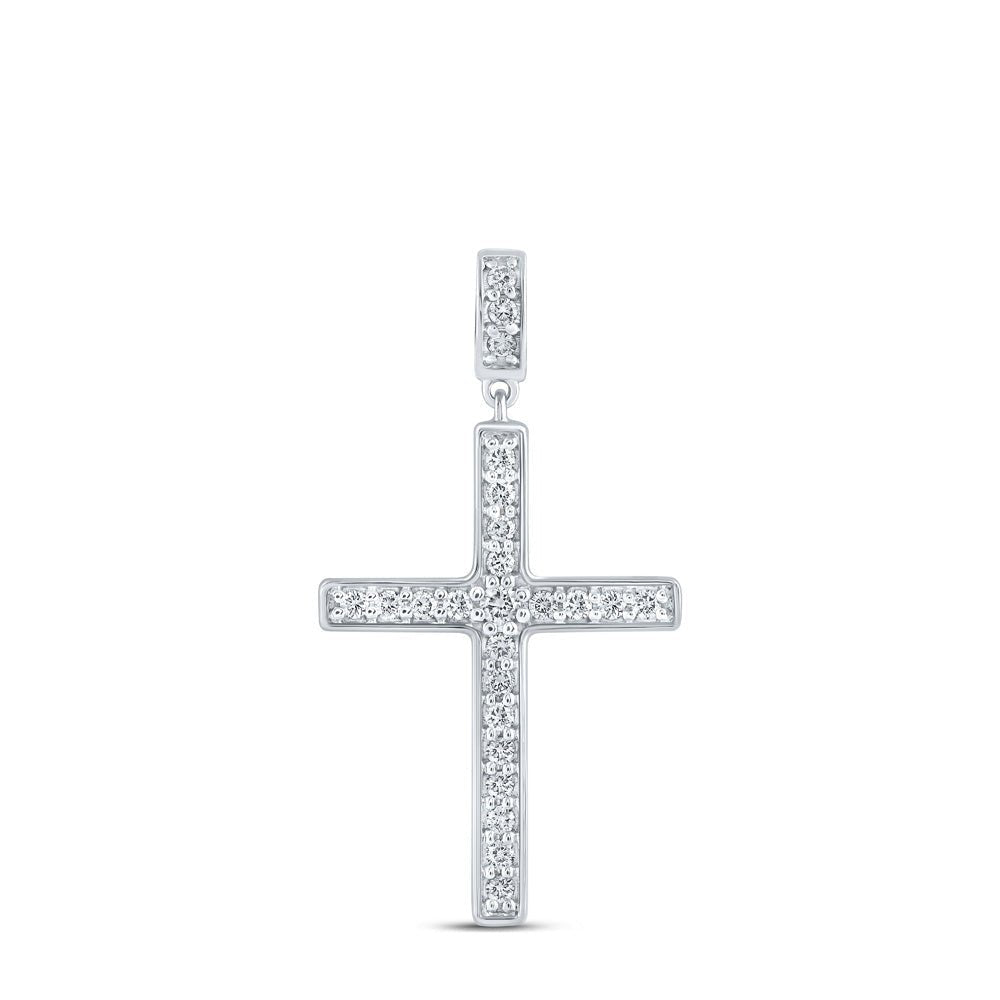 Radiant Faith: 10kt White Gold Diamond Cross Pendant - Splendid Jewellery