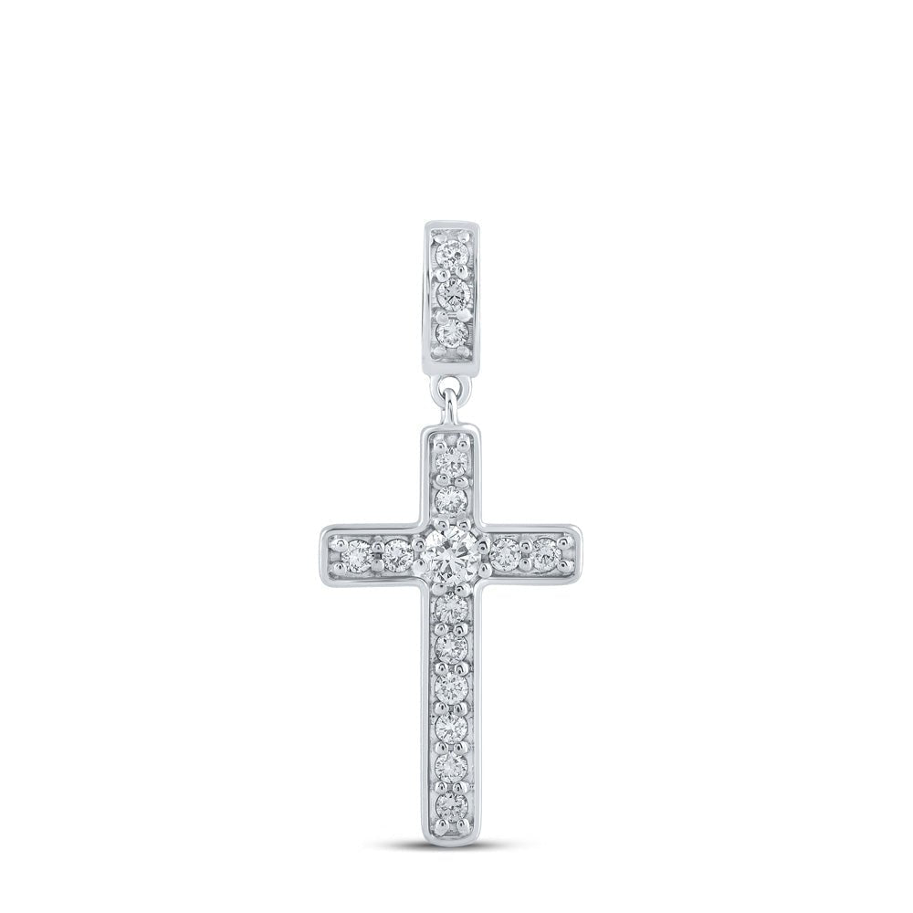 Radiant Faith: 10kt White Gold Diamond Cross Pendant - Splendid Jewellery