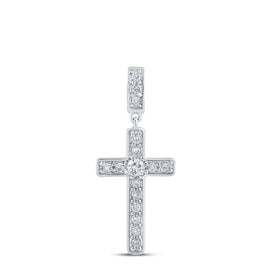 Radiant Faith: 10kt White Gold Diamond Cross Pendant - Splendid Jewellery