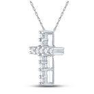 Radiant Faith: 10kt White Gold Womens Round Diamond Cross Pendant 1/10 Cttw - Splendid Jewellery