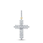 Radiant Faith: 10kt Yellow Gold Baguette Diamond Cross Pendant - Splendid Jewellery