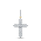 Radiant Faith: 10kt Yellow Gold Baguette Diamond Cross Pendant - Splendid Jewellery