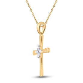Radiant Faith: 10kt Yellow Gold Diamond Cross Pendant  Side View from Splendid Jewellery