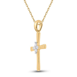 Radiant Faith: 10kt Yellow Gold Diamond Cross Pendant - Splendid Jewellery