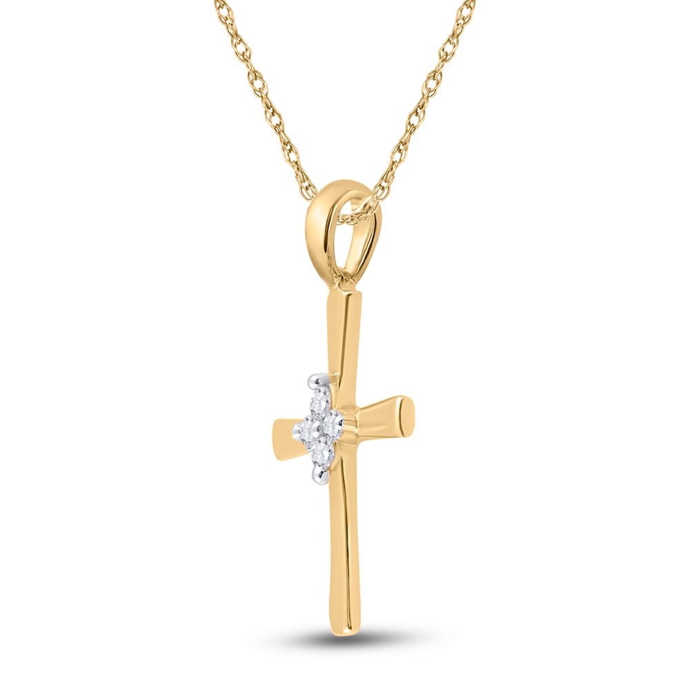 Radiant Faith: 10kt Yellow Gold Diamond Cross Pendant - Splendid Jewellery