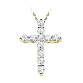 Radiant Faith: 10kt Yellow Gold Diamond Cross Pendant  Top View from Splendid Jewellery