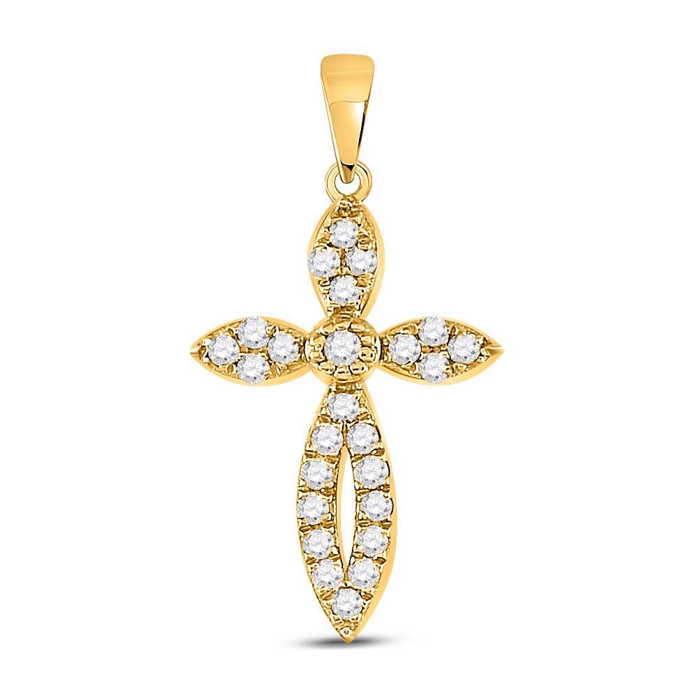 Radiant Faith: 10kt Yellow Gold Diamond Cross Pendant - Splendid Jewellery