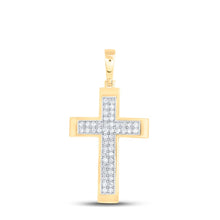 Load image into Gallery viewer, Radiant Faith: 10kt Yellow Gold Diamond Cross Pendant  Top View from Splendid Jewellery