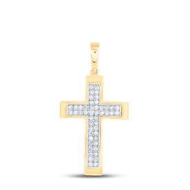 Radiant Faith: 10kt Yellow Gold Diamond Cross Pendant  Top View from Splendid Jewellery