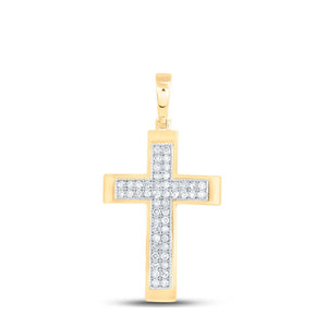 Radiant Faith: 10kt Yellow Gold Diamond Cross Pendant - Splendid Jewellery