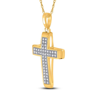 Radiant Faith: 10kt Yellow Gold Diamond Cross Pendant - Splendid Jewellery