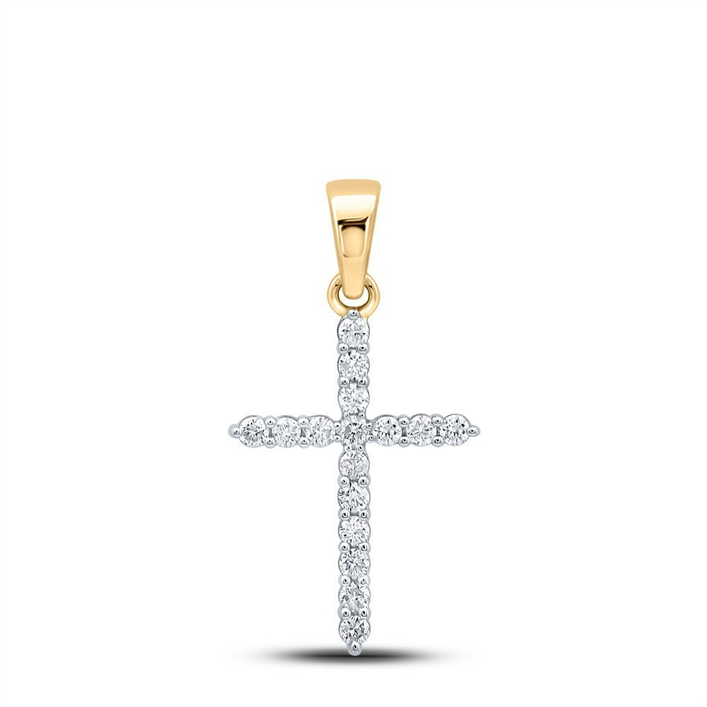 Radiant Faith: 10kt Yellow Gold Diamond Cross Pendant - Splendid Jewellery