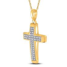 Load image into Gallery viewer, Radiant Faith: 10kt Yellow Gold Diamond Cross Pendant - Splendid Jewellery