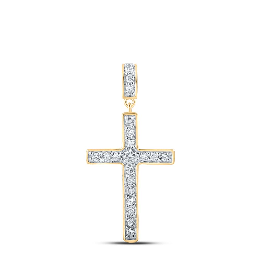 Radiant Faith: 10kt Yellow Gold Diamond Cross Pendant - Splendid Jewellery