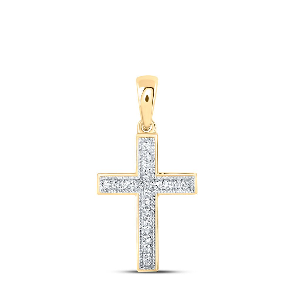 Radiant Faith: 10kt Yellow Gold Diamond Cross Pendant - Splendid Jewellery