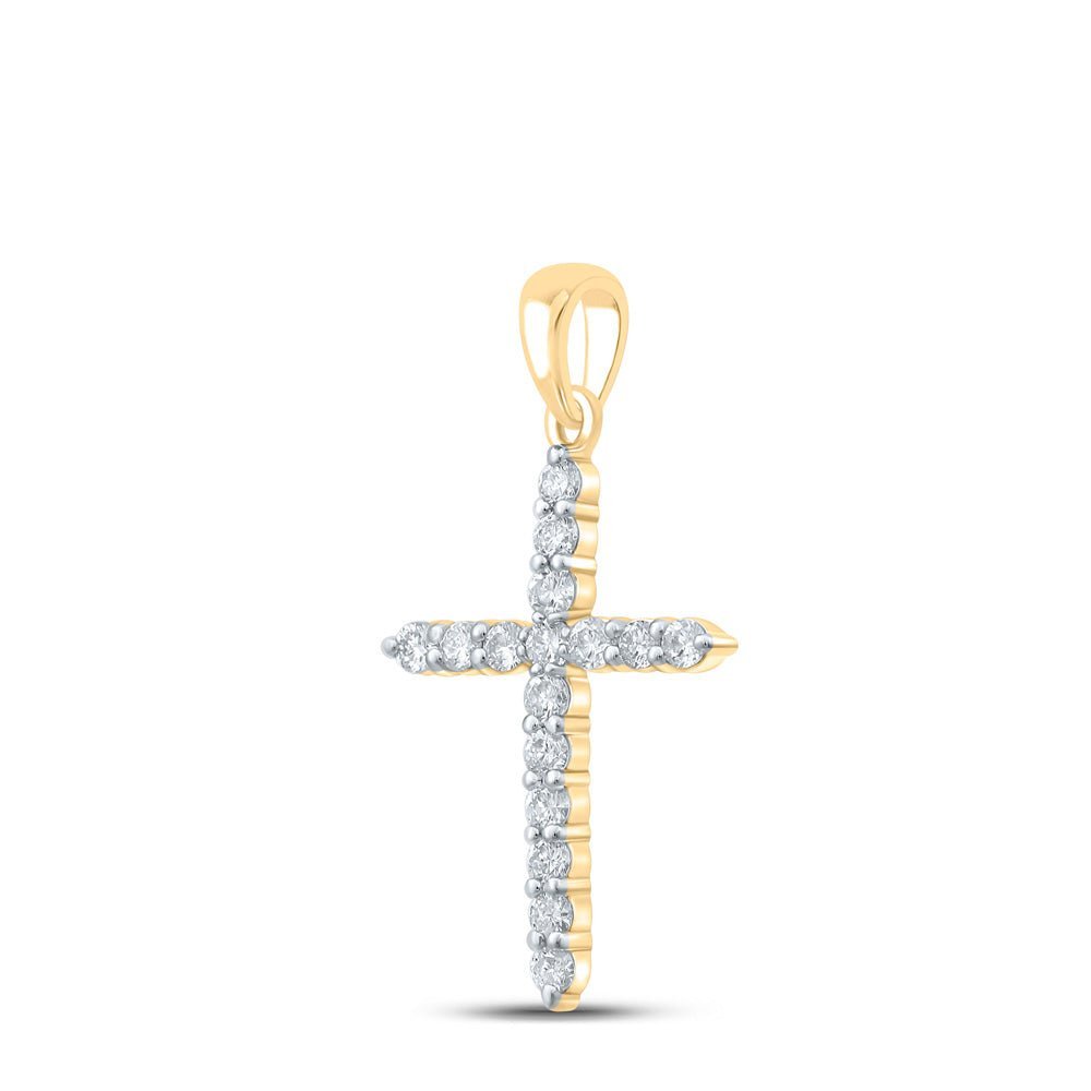 Radiant Faith: 10kt Yellow Gold Diamond Cross Pendant - Splendid Jewellery