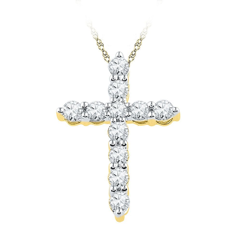 Radiant Faith: 10kt Yellow Gold Diamond Cross Pendant - Splendid Jewellery