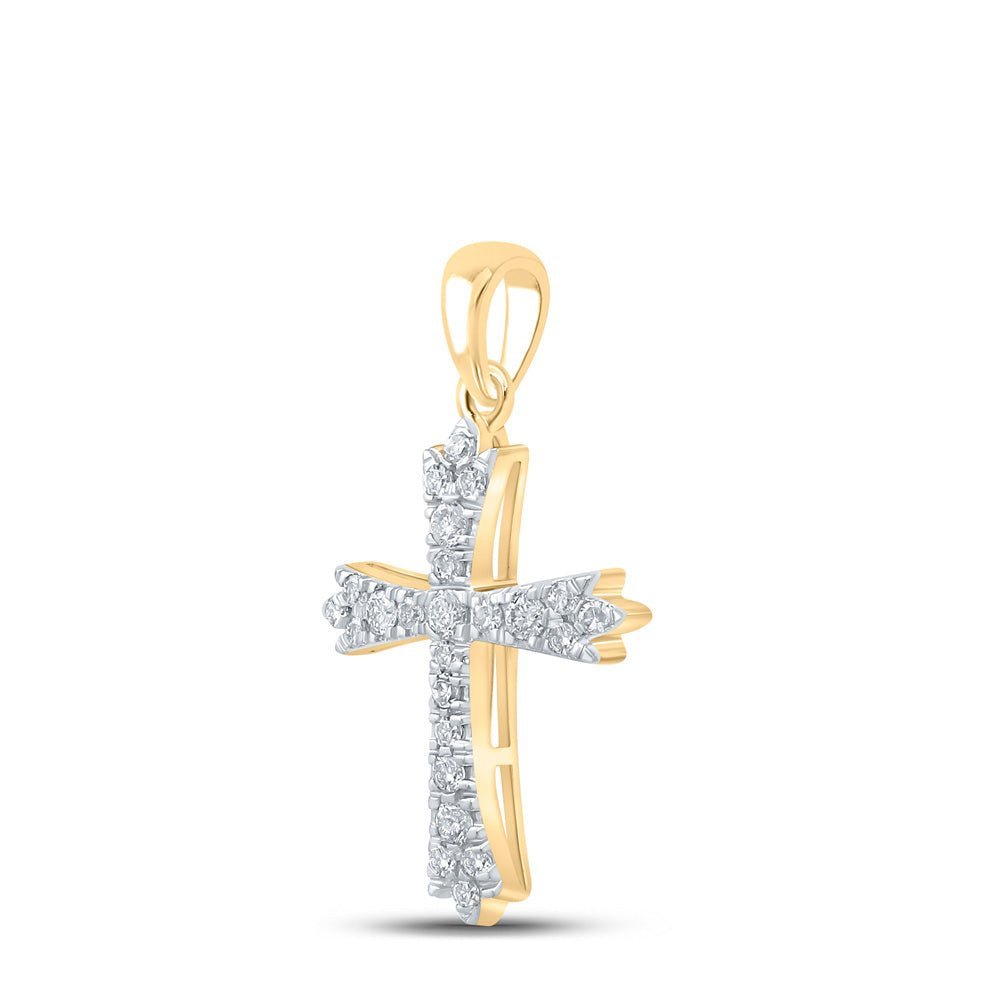 Radiant Faith: 10kt Yellow Gold Diamond Cross Pendant - Splendid Jewellery
