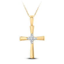 Load image into Gallery viewer, Radiant Faith: 10kt Yellow Gold Diamond Cross Pendant  Top View from Splendid Jewellery