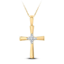 Radiant Faith: 10kt Yellow Gold Diamond Cross Pendant  Top View from Splendid Jewellery
