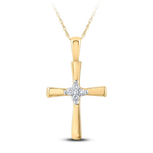 Radiant Faith: 10kt Yellow Gold Diamond Cross Pendant - Splendid Jewellery