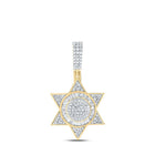 Radiant Faith: 10kt Yellow Gold Womens Baguette Diamond Magen David Pendant - Splendid Jewellery