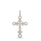 Radiant Faith: 10kt Yellow Gold Womens Round Diamond Cross Pendant 1/4 Cttw - Splendid Jewellery