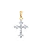 Radiant Faith: 10kt Yellow Gold Womens Round Diamond Cross Pendant 1/4 Cttw - Splendid Jewellery