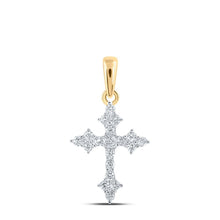 Load image into Gallery viewer, Radiant Faith: 10kt Yellow Gold Womens Round Diamond Cross Pendant 1/4 Cttw - Splendid Jewellery
