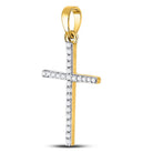 Radiant Faith: 10kt Yellow Gold Women's Round Diamond Cross Pendant 1/6 Cttw - Splendid Jewellery