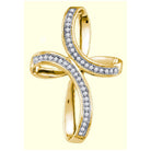 Radiant Faith: 10kt Yellow Gold Womens Round Diamond Cross Pendant 1/8 Cttw - Splendid Jewellery