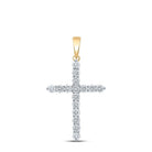 Radiant Faith: 10kt Yellow Gold Womens Round Diamond Cross Pendant 2 Cttw - Splendid Jewellery
