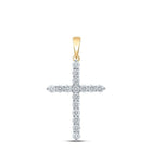 Radiant Faith: 10kt Yellow Gold Womens Round Diamond Cross Pendant 2 Cttw - Splendid Jewellery