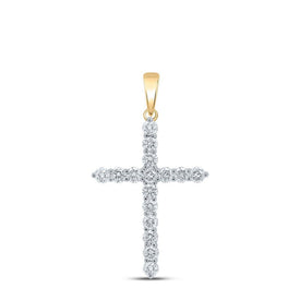 Radiant Faith: 10kt Yellow Gold Womens Round Diamond Cross Pendant 2 Cttw - Splendid Jewellery