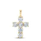 Radiant Faith: 10kt Yellow Gold Womens Round Diamond Cross Pendant - Splendid Jewellery