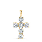 Radiant Faith: 10kt Yellow Gold Womens Round Diamond Cross Pendant - Splendid Jewellery