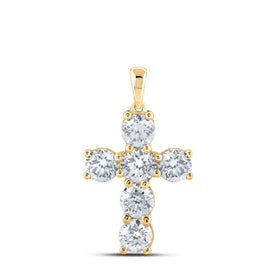 Radiant Faith: 10kt Yellow Gold Womens Round Diamond Cross Pendant - Splendid Jewellery