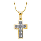 Radiant Faith: 10kt Yellow Gold Womens Round Diamond Cross Pendant - Splendid Jewellery