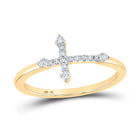 Radiant Faith: 10kt Yellow Gold Womens Round Diamond Cross Ring - Splendid Jewellery